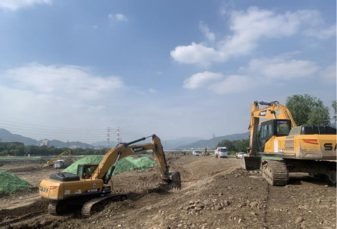 中秋“不打烊” 永定河北京段災后恢復重建項目施工忙